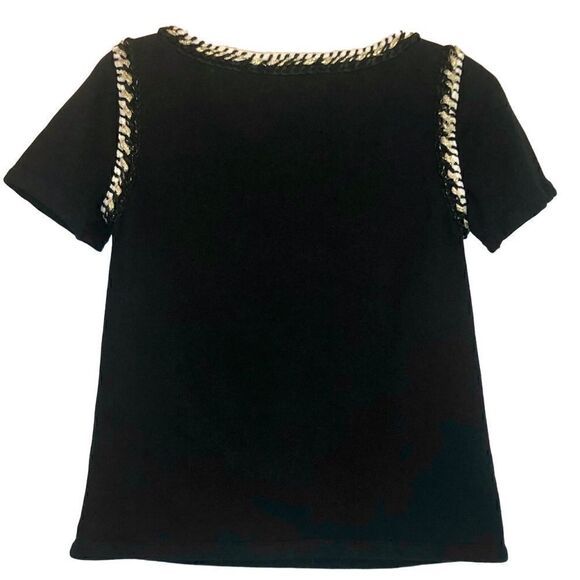 Banana Republic French Terry Rope Trim Tee in Dark Black/Gold/White Women’s XS - Picture 6 of 8